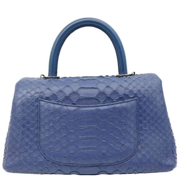 Chanel  Coco Handle Flap Python Leather Shoulder Bag Blue - Picture 4 of 11
